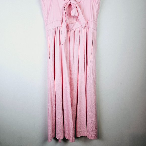 Madewell Pink Fleur Bow-Back Midi Apron Dress Sundress Button Hip Pockets, 2 - Picture 8 of 11